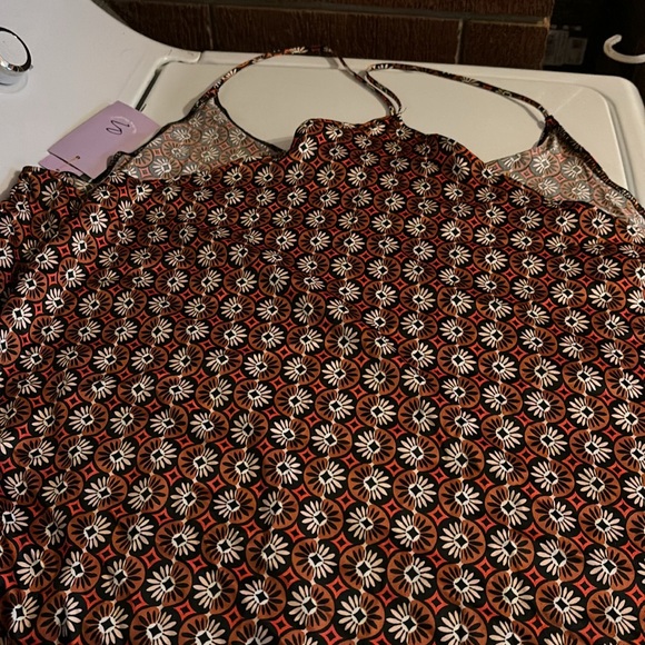 NWT Joyspun Brown Geometrical Design Spaghetti Strap Satin Cami PJ Top Pajama 3X - Picture 3 of 16